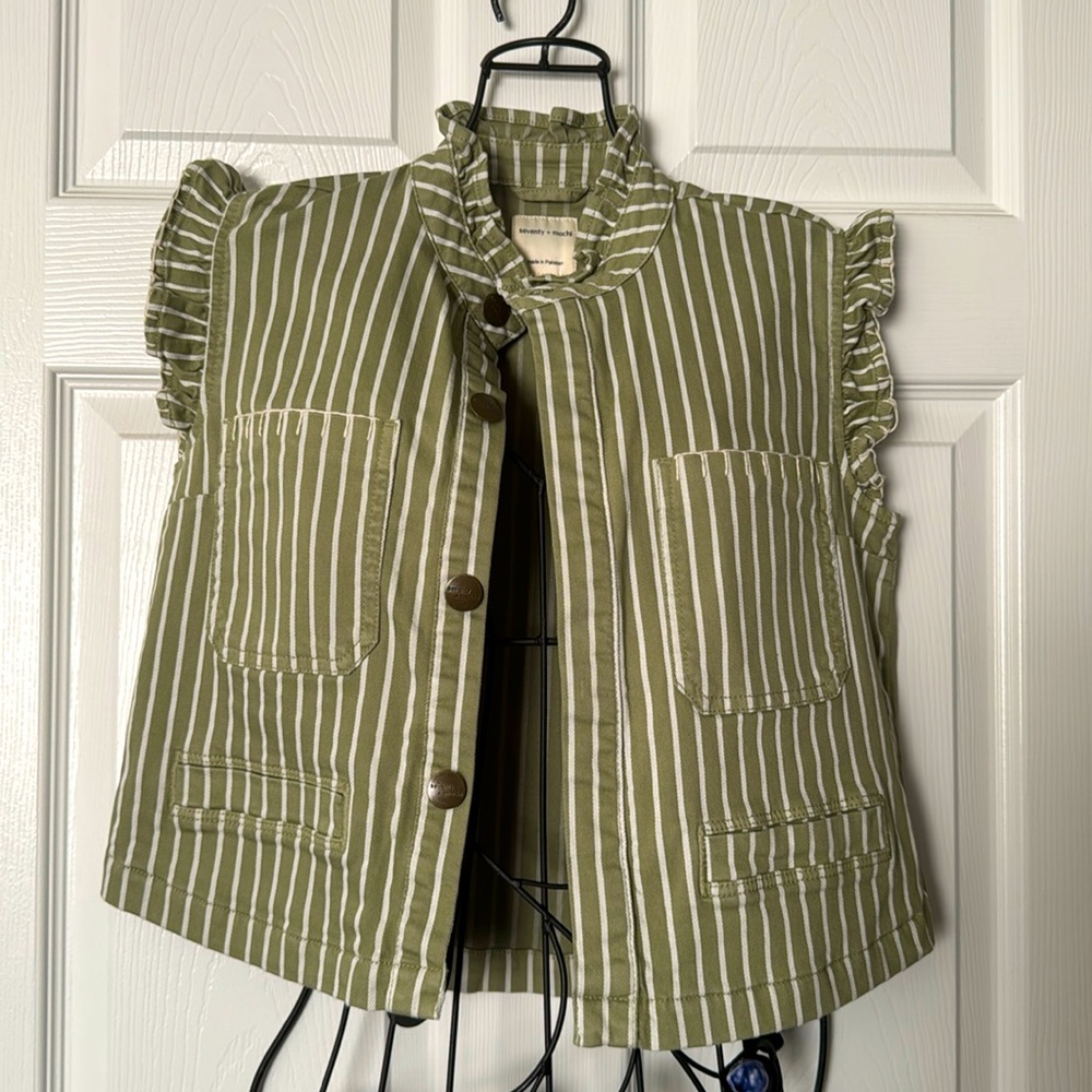 Striped Green Jean Jacket